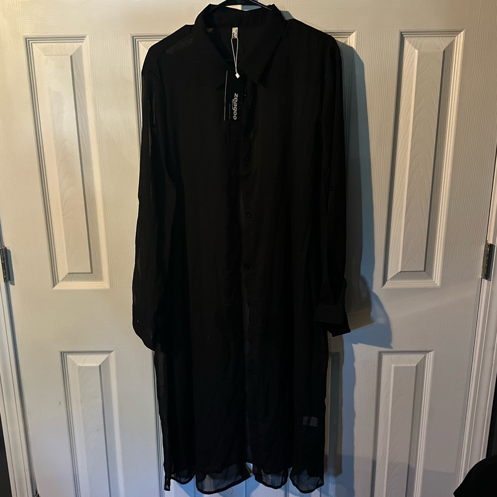 Zeagoo Sheer Button Up